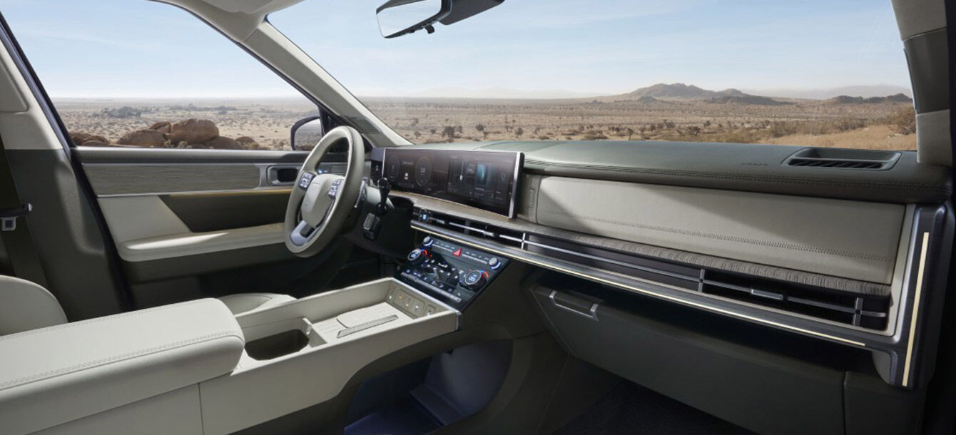 Passenger seat view inside the Santa Fe